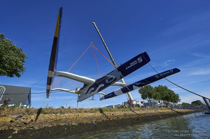 The Maxi Edmond de Rothschild is launched - photo © Yvan Zedda / GITANA SA