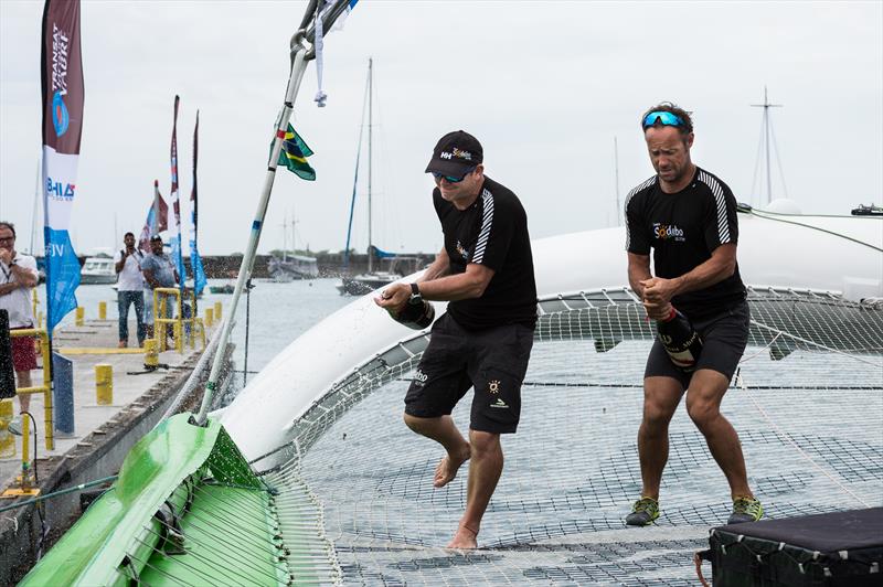 Thomas Colville and Jean-Luc Nélias, in Sodebo Ultim', win thir class in the Transat Jacques Vabre photo copyright Jean-Marie Liot / TJV taken at  and featuring the Trimaran class