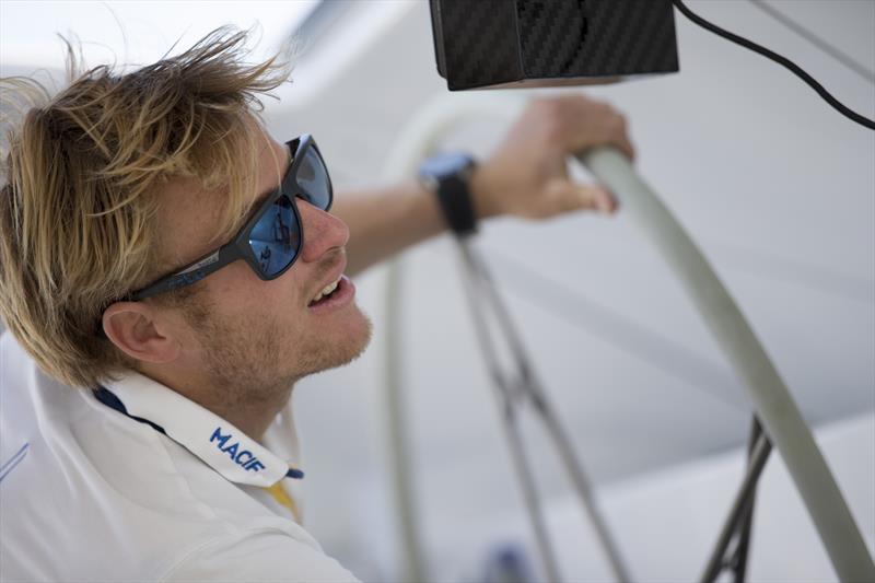 Francois Gabart onboard the maxi trimaran MACIF photo copyright Alexis Courcoux / MACIF taken at  and featuring the Trimaran class