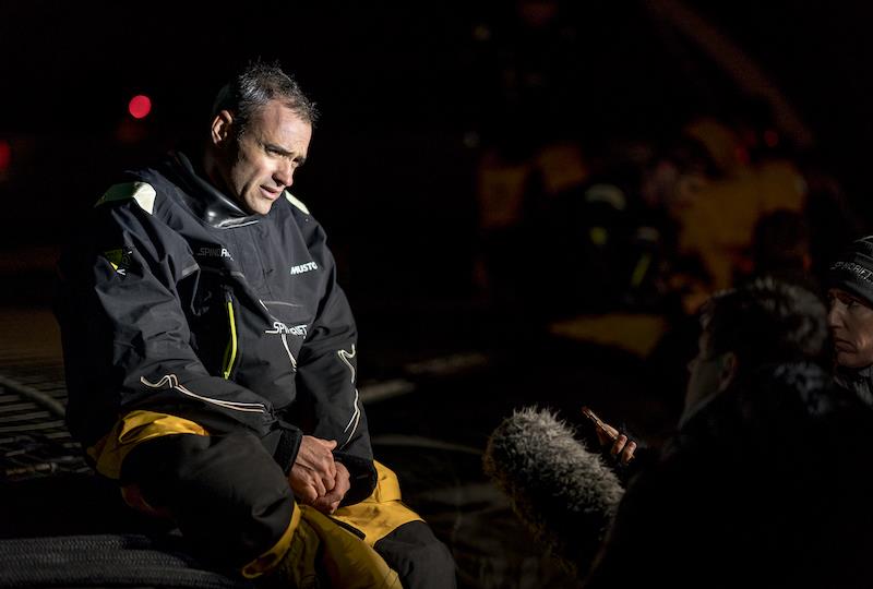 Spindrift 2 dismasts on way to start of Jules Verne Trophy attempt - photo © Chris Schmid / Spindrift racing