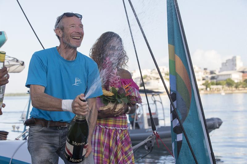 Antoine finished in 15 days, 21 hours and 15 minutes which sets a new record for the Rhum Multi class in the Route du Rhum-Destination Guadeloupe - photo © Alexis Courcoux 