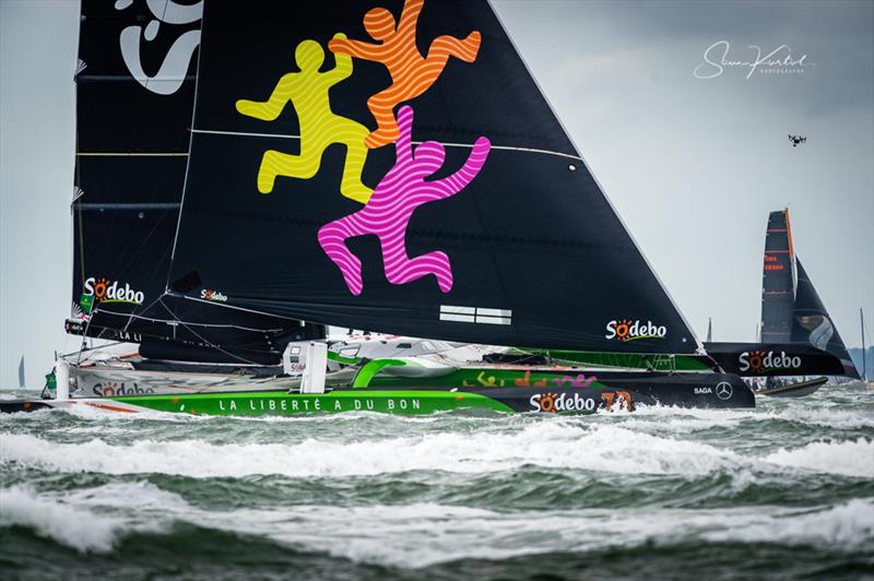 2019 Rolex Fastnet Race start photo copyright Sam Kurtul / www.worldofthelens.co.uk taken at Royal Ocean Racing Club and featuring the Trimaran class