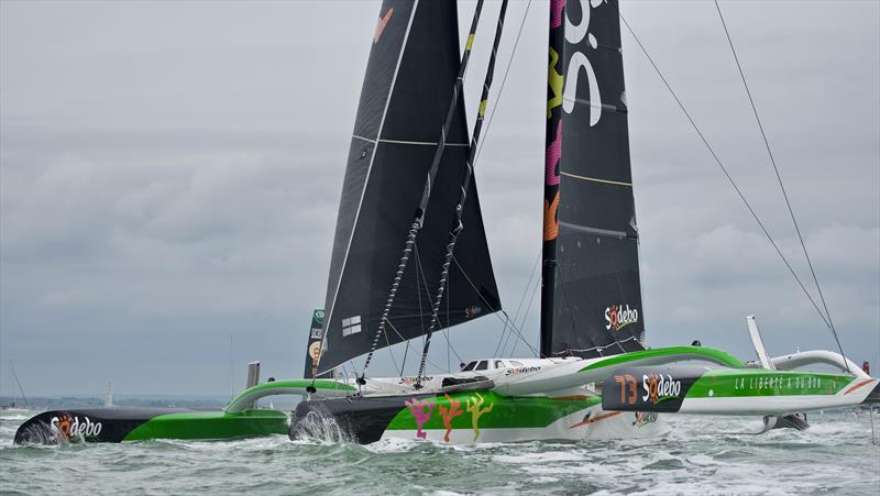 Rolex Fastnet Race 2019 start photo copyright Tom Hicks / www.solentaction.com taken at Royal Ocean Racing Club and featuring the Trimaran class