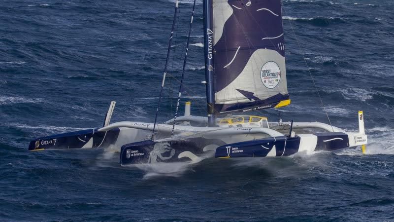 2019 Brest Atlantiques start photo copyright Alexis Courcoux / Brest Atlantiques taken at  and featuring the Trimaran class