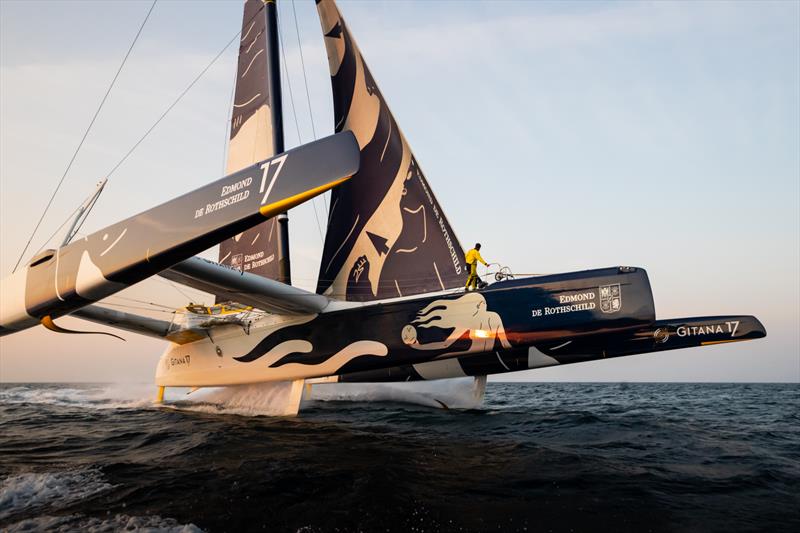 Maxi Edmond de Rothschild returns to Lorient for repairs photo copyright E.Stichelbaut / polaRYSE / GITANA S.A taken at  and featuring the Trimaran class