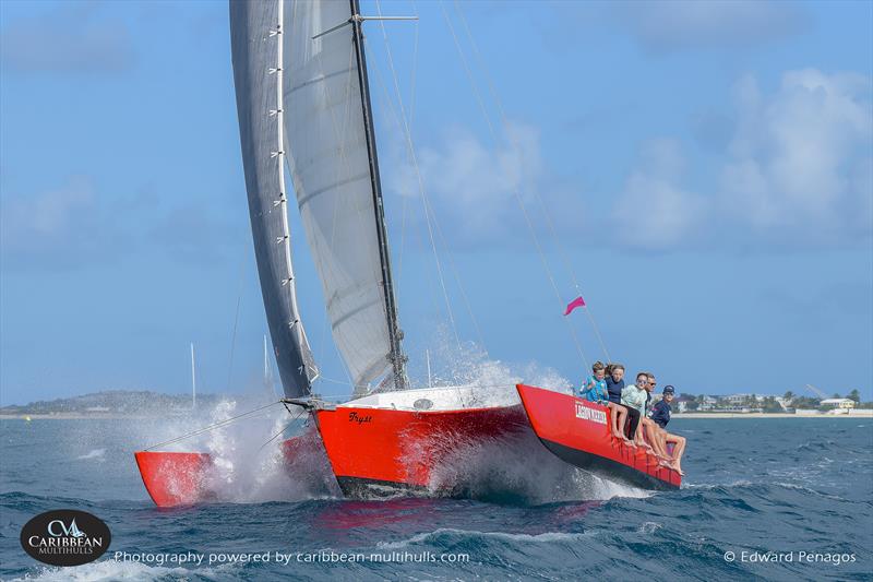 Team Tryst on Caribbean Multihull Challenge day 2 photo copyright Edward Penagos taken at Sint Maarten Yacht Club and featuring the Trimaran class