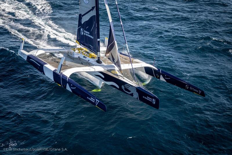 Team Gitana on Maxi Edmond de Rothschild saw an end of their Jules Verne Trophy record attempt earlier this year following damage to their rudder but are back to defend their multihull title in this August's Rolex Fastnet Race - photo © Eloi Stichelbaut - polaRYSE / Gitana S.A.