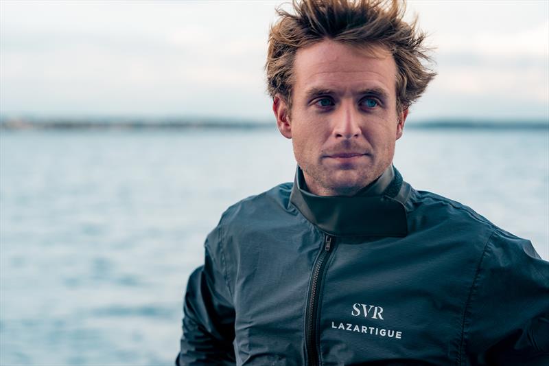 François Gabart heads back out to sea alongside Tom Laperche aboard the Trimaran SVR Lazartigue for the Transat Jacques Vabre photo copyright Guillaume Gatefait taken at  and featuring the Trimaran class