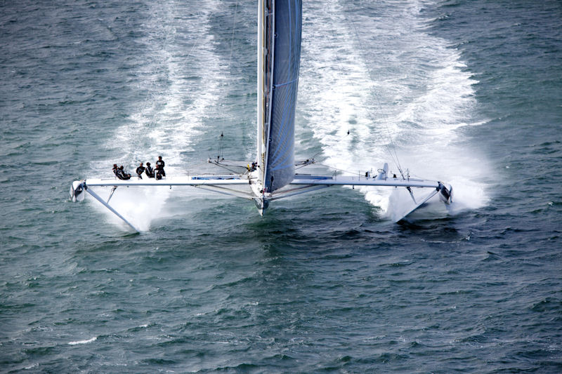 Hydroptere at speed photo copyright Hydroptère / Christophe Launay taken at  and featuring the Trimaran class
