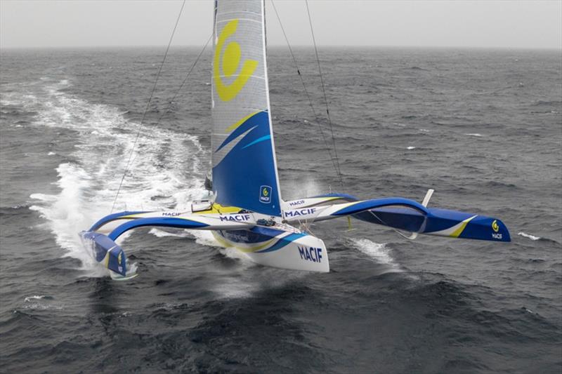 Aerial images of Francois Gabart onboard Ultim MACIF, training before the Round the Word Solo Handed Record, off Belle Ile, on October 16th - photo © Jean-Marie Liot / ALeA / Macif