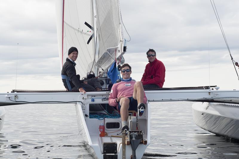 The brothers Burd aboard Team Pure and WIld, en route to winning the 2017 R2AK photo copyright Race to Alaska / Daphne Stuart taken at  and featuring the Trimaran class