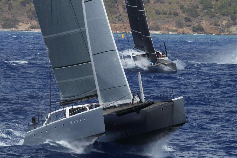 Last start of the day for the record number of multihulls in the race: Jason Carroll's Gunboat 62 Elvis and Stephen Cucchiaro's Gunboat 60 Flow - photo © RORC/Tim Wright/photoaction.com