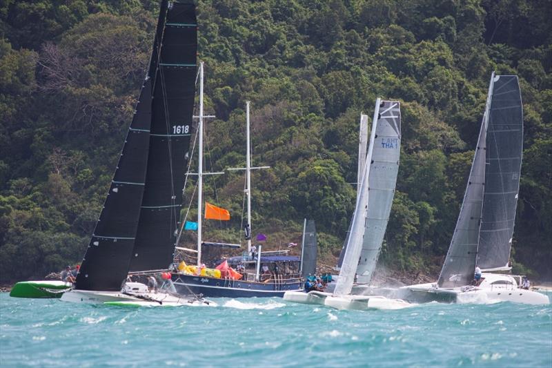 Multihull Racing off the line. Day 4, Cape Panwa Hotel Phuket Raceweek 2018 photo copyright Guy Nowell taken at Phuket Yacht Club and featuring the Trimaran class