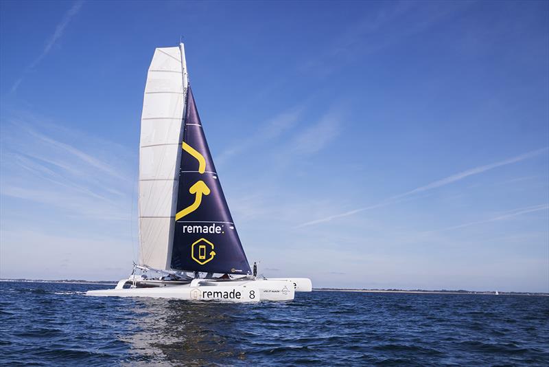 Romain Pilliard aboard Use It Again - 2018 Route du Rhum-Destination Guadeloupe photo copyright Vincent Watcher Gentsid taken at  and featuring the Trimaran class