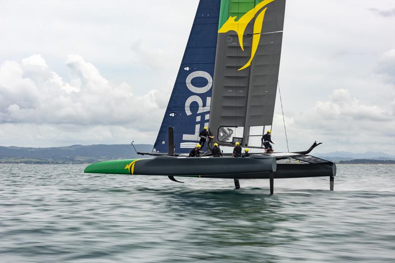 Australia SailGP Team get familiar with their F50. Marsden Point, Bream Bay. Northland, New Zealand. Â - photo © Chris Cameron