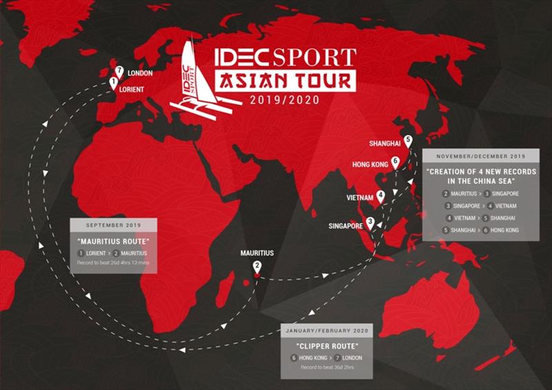 Map of the IDEC SPORT-Asian Tour 2019-2020 photo copyright IDEC Sport taken at  and featuring the Trimaran class