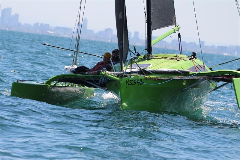 Craig Unthank's OMR AYC champion SKnot, Day 3 - 2019 Saint Moritz by GURNERTM Australian Yachting Championship photo copyright Caitlin Baxter taken at Royal Melbourne Yacht Squadron and featuring the Trimaran class