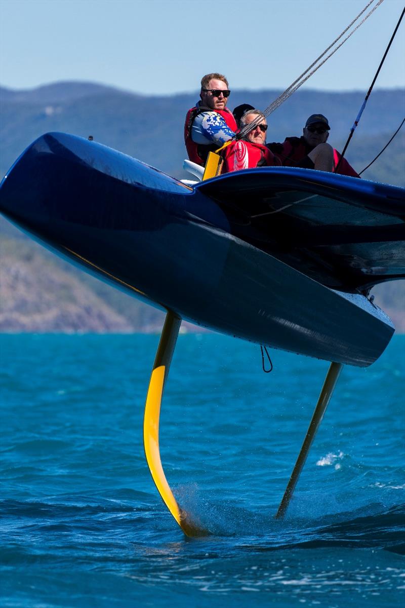 Mad Max with her hackles up - 2019 Airlie Beach Race Week photo copyright Andrea Francolini / ABRW taken at Whitsunday Sailing Club and featuring the Trimaran class