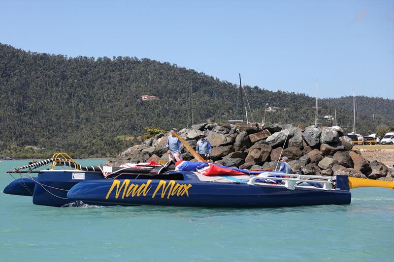 Mad Max looks bare minus her rig - Airlie Beach Race Week 2019 photo copyright Shirley Wodson taken at Whitsunday Sailing Club and featuring the Trimaran class