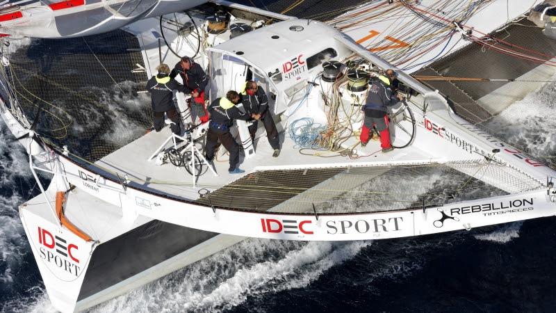 French skipper Francis Joyon is training on his Maxi Trimaran IDEC Sport with his crew, Christophe Houdet, Bertrand Delesne, Corentin Joyon and Antoine Blouet, prior to their Asian Tour next winter on September 18, , off Belle-Ile en Mer, France. - photo © Francois Van Malleghem