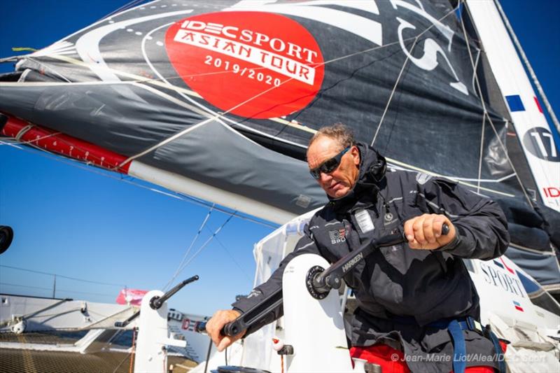 Francis Joyon and his maxi trimaran IDEC-SPORT at Mauritius Route record photo copyright Jean-Marie Liot / Alea / IDEC Sport taken at  and featuring the Trimaran class