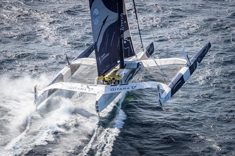 The Maxi Edmond de Rothschild. training offshore Lorient before Brest Atlantique, skipper Franck Cammas & Charles Caudrelier photo copyright Eloi Stichelbaut / PolaRYSE / Gitana SA taken at  and featuring the Trimaran class