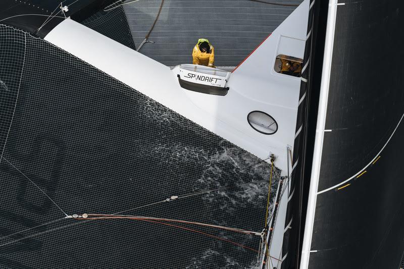 Spindrift racing at the start of the Jules Verne Trophy photo copyright Chris Schmid / Spindrift racing taken at  and featuring the Trimaran class