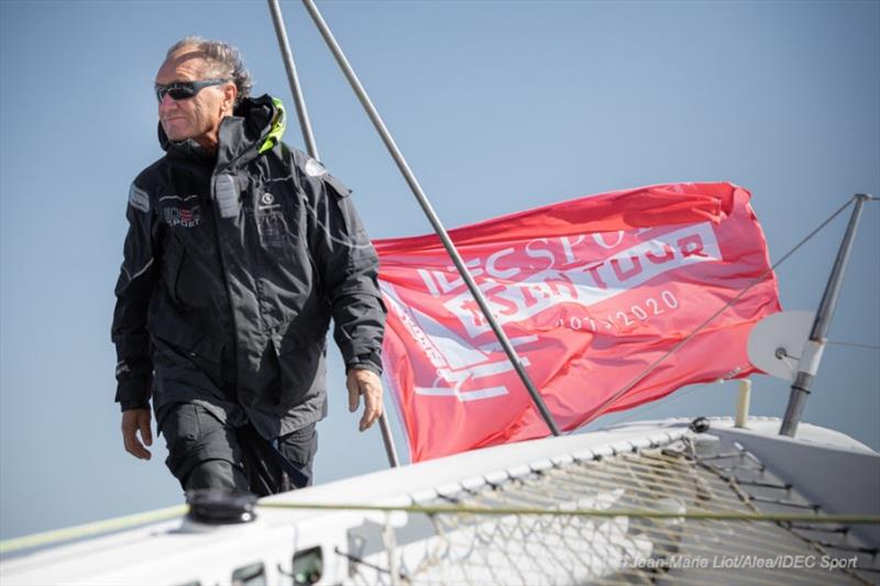 Francis Joyon aboard maxi-trimaran IDEC Sport photo copyright Jean-Marie Liot / Alea / IDEC Sport taken at  and featuring the Trimaran class