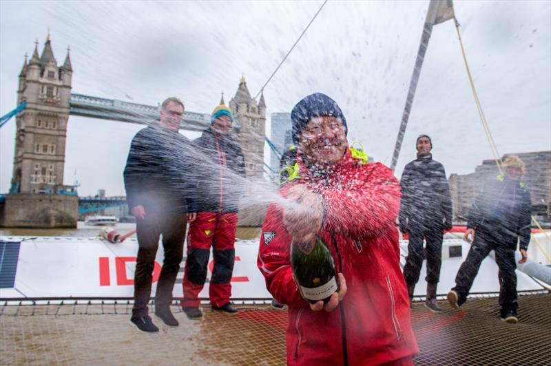 Francis Joyon grabs the Tea Route record finishing in London photo copyright Anthony Upton / ALEA / IDEC SPORT taken at  and featuring the Trimaran class