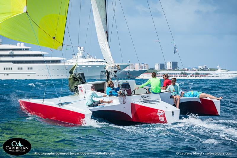 Returning for the third time, and winner in its class in 2020 Tryst is ready to race photo copyright Laurens Morel / Salty Colours taken at Sint Maarten Yacht Club and featuring the Trimaran class
