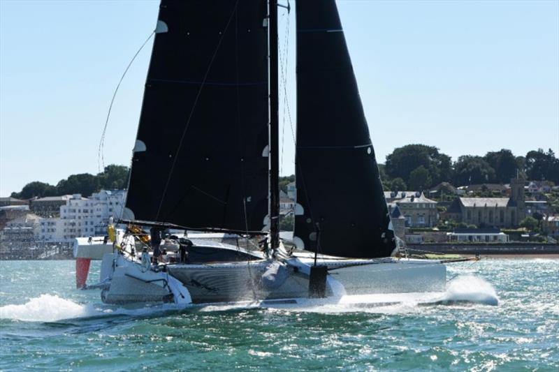 Andrew Fennell's speedy looking Shuttle 39 trimaran Morpheus photo copyright Rick Tomlinson / www.rick-tomlinson.com taken at Royal Ocean Racing Club and featuring the Trimaran class