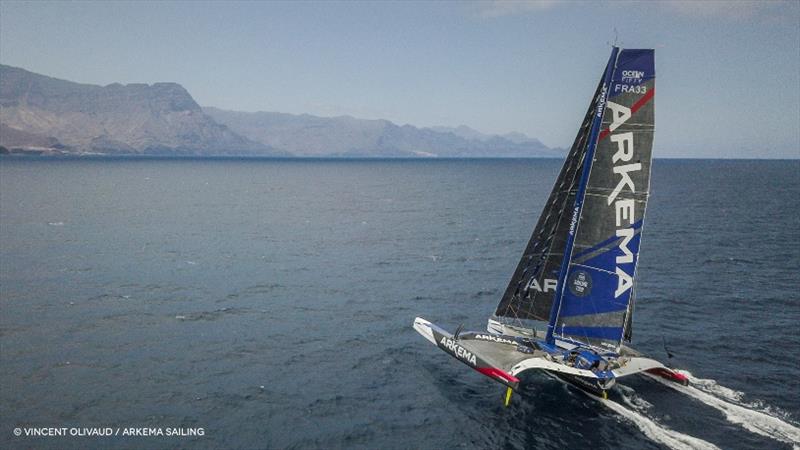 The Ocean Fifty Arkema 4 sailing in Gran Canaria photo copyright Vincent Olivaud / Arkema Sailing taken at  and featuring the Trimaran class