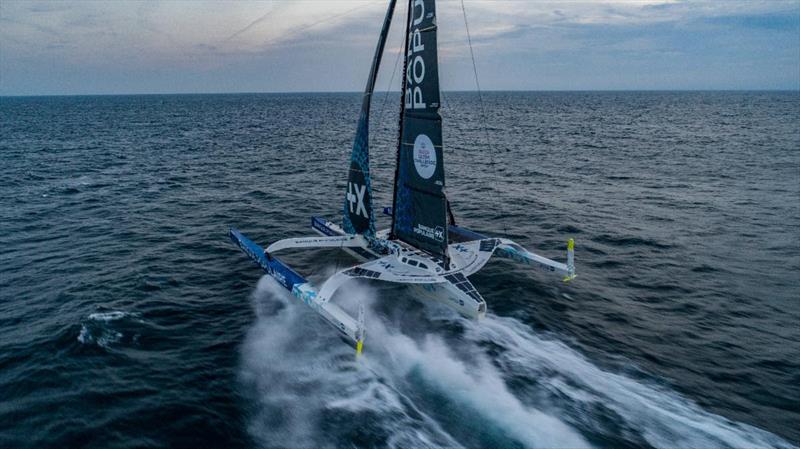 Two of the world's fastest offshore racing yachts will battle for multiihull line honours in this year's Rolex Fastnet Race - including  Armel le Cleac'h's Ultim trimaran Banque Populaire XI photo copyright Jérémie Lecaudey / BPCE taken at Royal Ocean Racing Club and featuring the Trimaran class