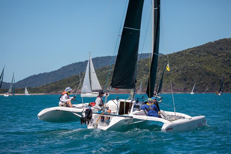 Bare Necessities enjoying the flat water - 2023 Airlie Beach Race Week photo copyright Shirley Wodson taken at Whitsunday Sailing Club and featuring the Trimaran class