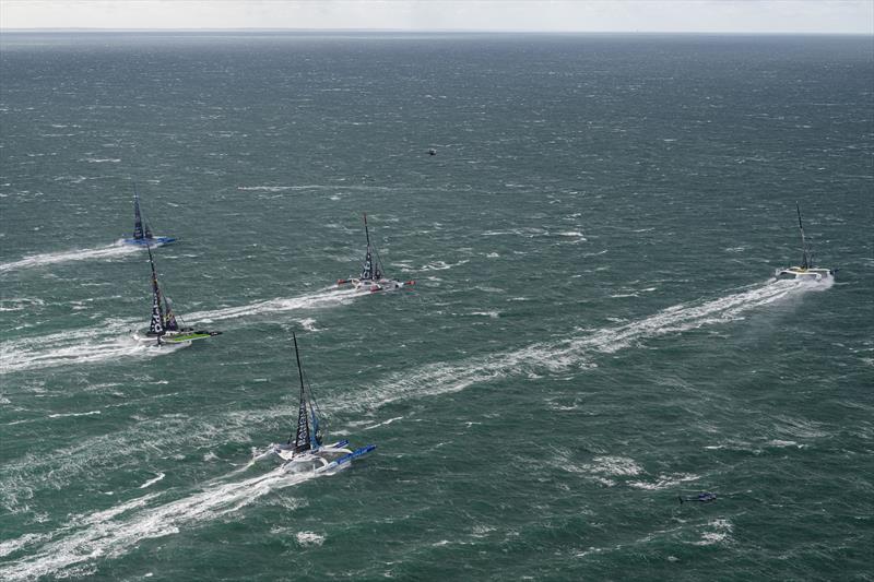 Ultims at the start of the Transat Jacques Vabre in Le Havre, France photo copyright Vincent Curutchet / Alea taken at  and featuring the Trimaran class