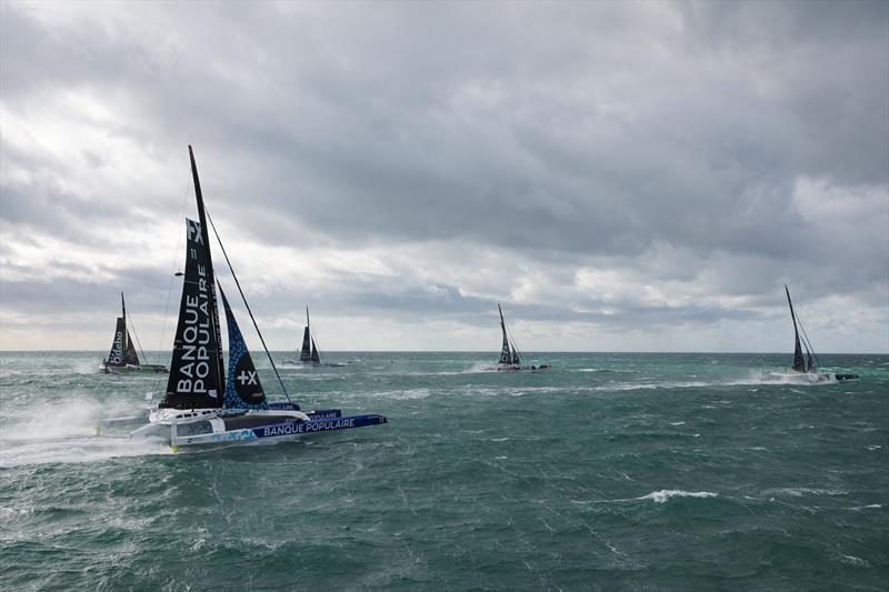 Ultim boats are taking the start of Transat Jacques Vabre in Le Havre, France, on October 29, 2023 photo copyright Jean-Marie Liot taken at  and featuring the Trimaran class