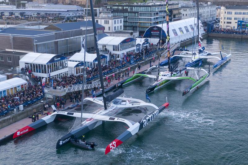 Parade of the arrival of the Ultim Maxi Trimarans - Arkea Ultim Challenge photo copyright Alexis Courcoux taken at  and featuring the Trimaran class