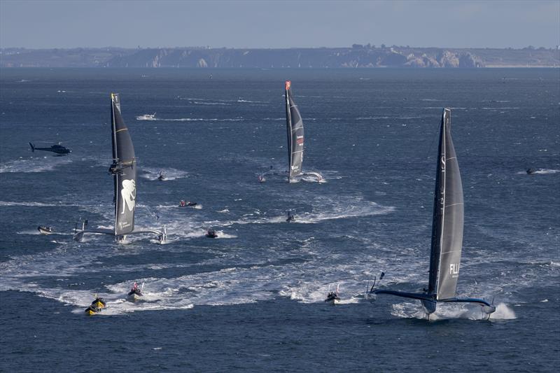 Arkéa Ultim Challenge - Brest start - January 7, 2024 photo copyright Alexis Courcoux taken at  and featuring the Trimaran class