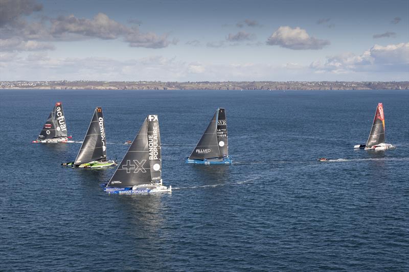 Start - Arkéa Ultim Challenge - Brest start - January 7, 2024 photo copyright Vincent Olivaud taken at  and featuring the Trimaran class