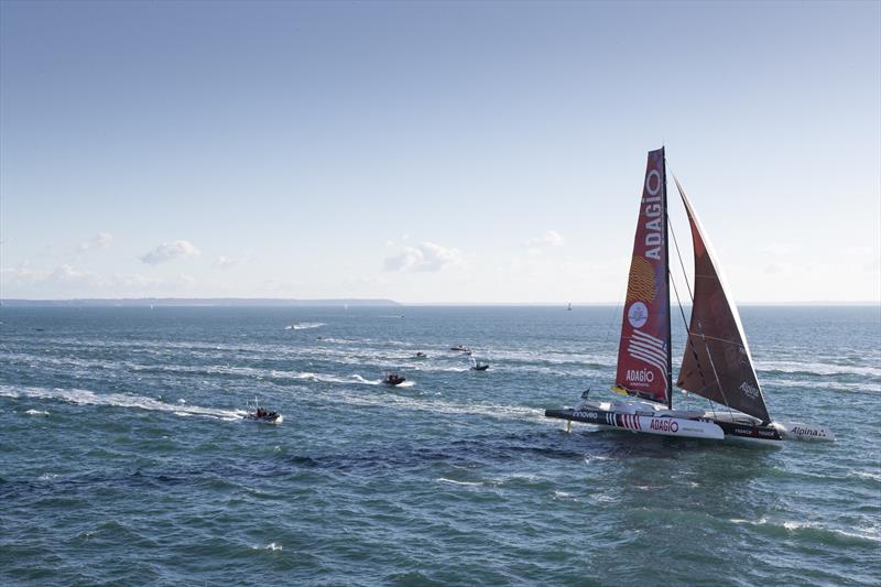 Trimaran Adagio - Start - Arkéa Ultim Challenge - Brest start - January 7, 2024 photo copyright Vincent Olivaud taken at  and featuring the Trimaran class