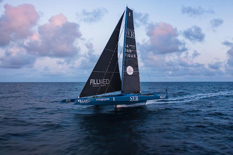 SVR Lazartigue during the Arkea Ultim Challenge - Brest photo copyright Guillaume Gatefait taken at Yacht Club de France and featuring the Trimaran class