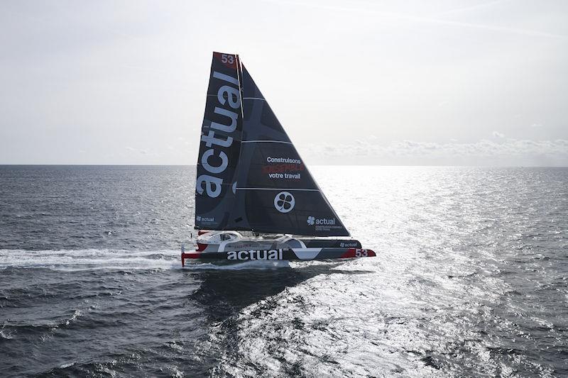 Anthony Marchand aboard Actual Ultim 3 during the Arkéa Ultim Challenge - Brest - photo © Anne Beaugé