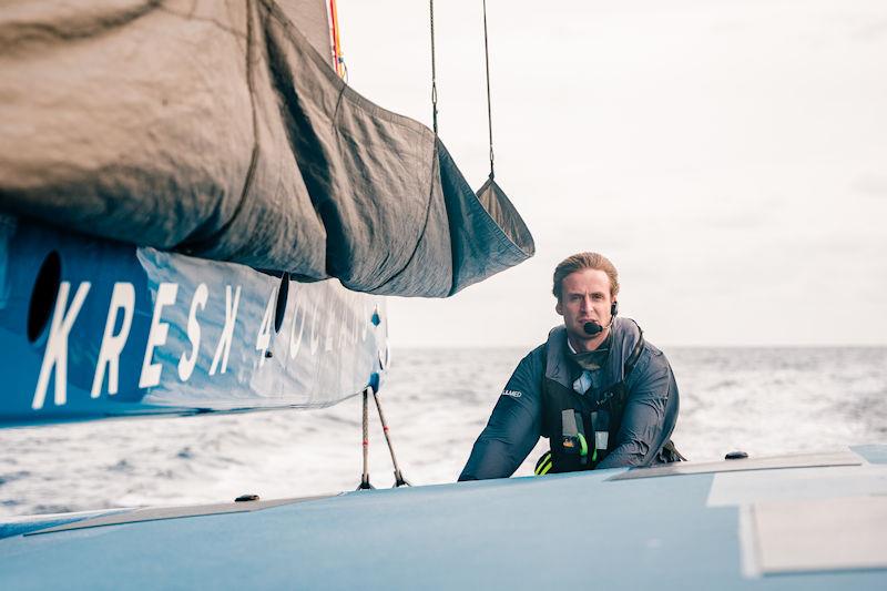 Tom Laperche aboard SRV-Lazartigue during the Arkéa Ultim Challenge - Brest - photo © Guillaume Gatefait