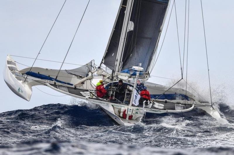 Guy Chester's Crowther 46 catamaran Oceans Tribute (AUS) photo copyright James Tomlinson taken at Royal Ocean Racing Club and featuring the Trimaran class