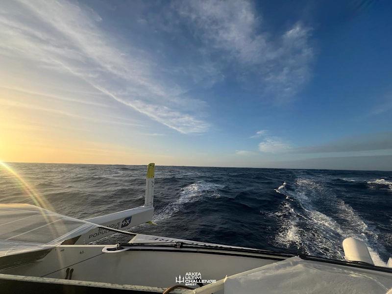 Armel Le Cleac'h aboard Maxi Banque Populaire XI during the Arkéa Ultim Challenge - Brest  photo copyright Armel Le Cleac'h taken at  and featuring the Trimaran class