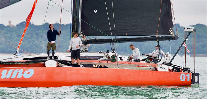 The RORC Channel Race, which is also the Admiral's Cup opener gets underway photo copyright Tom Hicks / www.solentaction.com taken at Royal Ocean Racing Club and featuring the Trimaran class