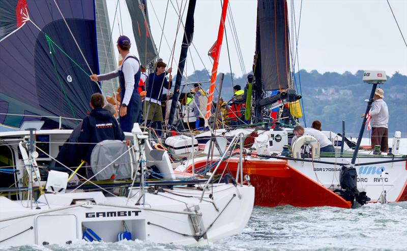 The RORC Channel Race, which is also the Admiral's Cup opener gets underway photo copyright Tom Hicks / www.solentaction.com taken at Royal Ocean Racing Club and featuring the Trimaran class