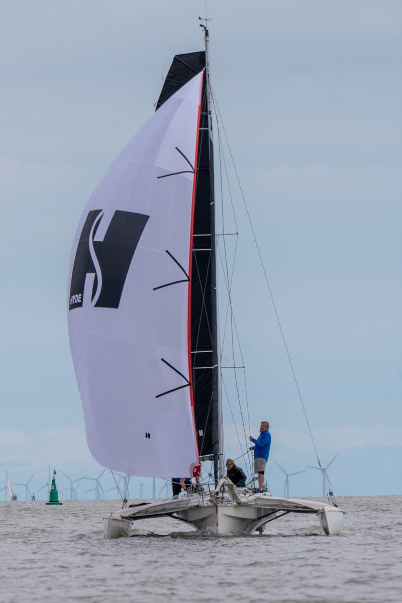 Nick Wood leads overnight on Day 1 of Burnham Week 2025 photo copyright Petru Balau Sports Photography / sports.hub47.com taken at Royal Corinthian Yacht Club and featuring the Trimaran class