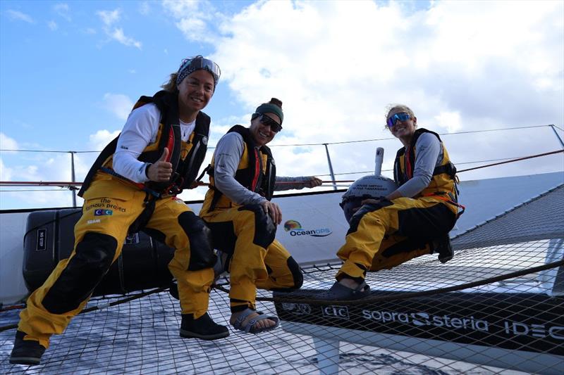 The Famous Project CIC, aboard the maxi trimaran IDEC SPORT, during their Jules Verne Trophy record attempt photo copyright The Famous Project CIC taken at  and featuring the Trimaran class