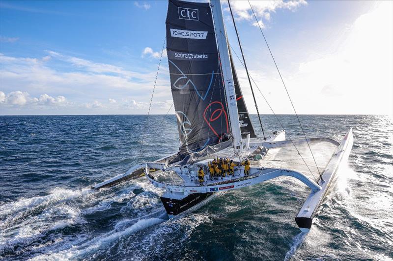 The Famous Project CIC, aboard the maxi trimaran IDEC SPORT, during their Jules Verne Trophy record attempt - photo © The Famous Project CIC